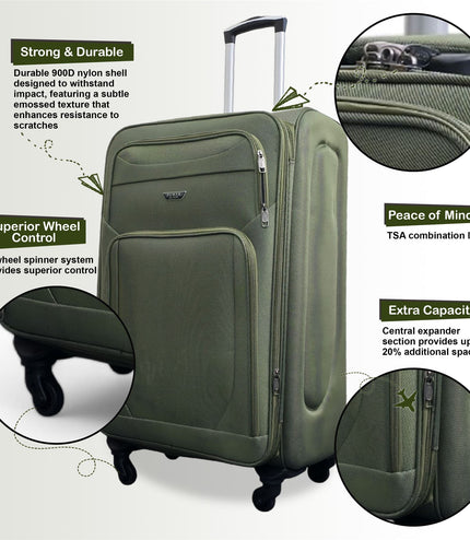 Nagoya X-Large Soft Shell Suitcase in Khaki