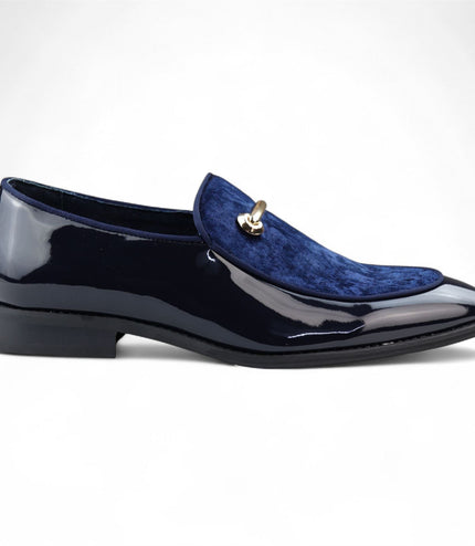 Men’s Smart Blue Loafers Leather Lined Velvet Slip-On Shoes