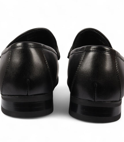 Men's Black Loafers with Gold Buckle Smart Slip-On Shoes