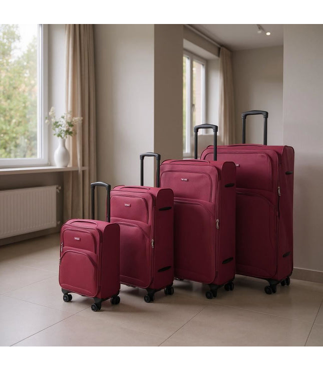 Gosford Set of 4 Soft Shell Suitcase in Burgundy Red