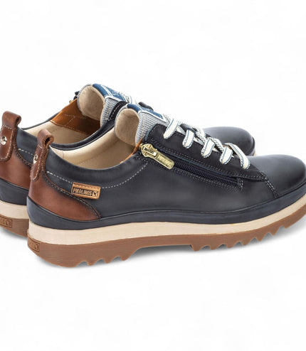 Pikolinos Women's Ocean Blue Leather Laces & Zipper Trainers - Vigo
