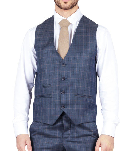 Mens IM2 Classic Plain Blue 3 Piece Suit