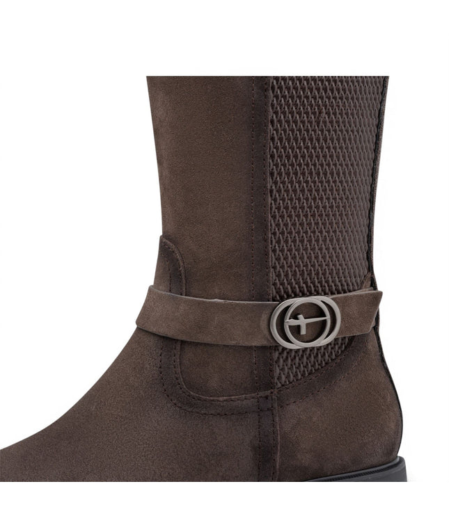 Tamaris Womens Taupe Leather Knee-High Long Riding Boots - 25618-43
