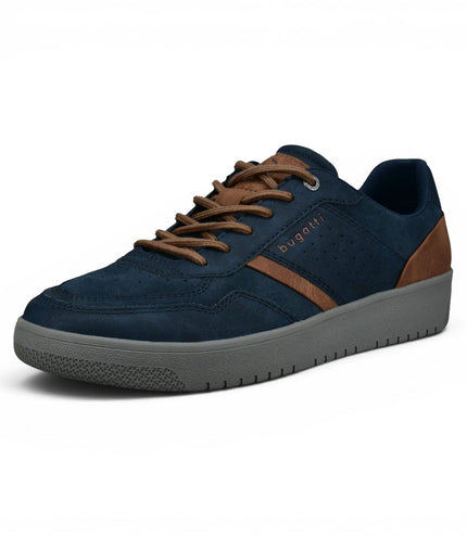 Bugatti Men's Navy Blue Leather Fashion Comfort Trainer Shoes - Llopart