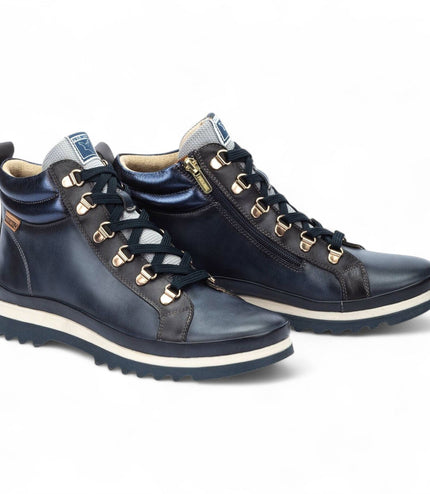 Pikolinos Women's Blue Leather Ankle Trainers Boots - Vigo
