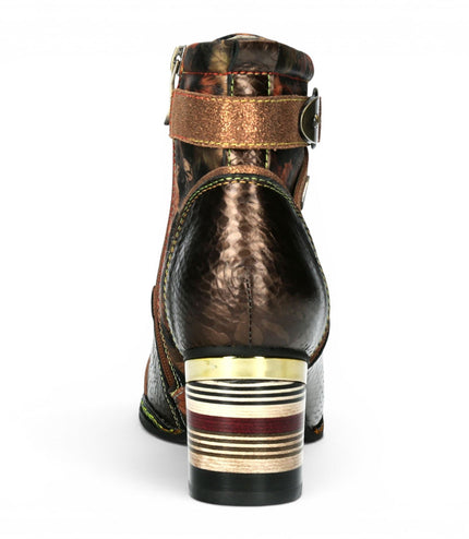 Laura Vita Women's Victorian Floral Bronze Leather Lace-Up Ankle Boots - Idcorao-10