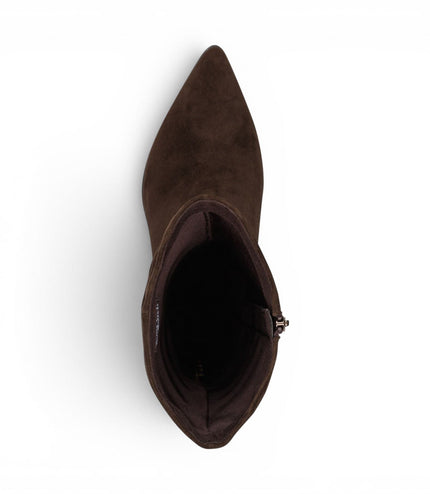 Tamaris Women's Mocca Brown Suede Mid-Calf Heeled Long Boots - 25308-47