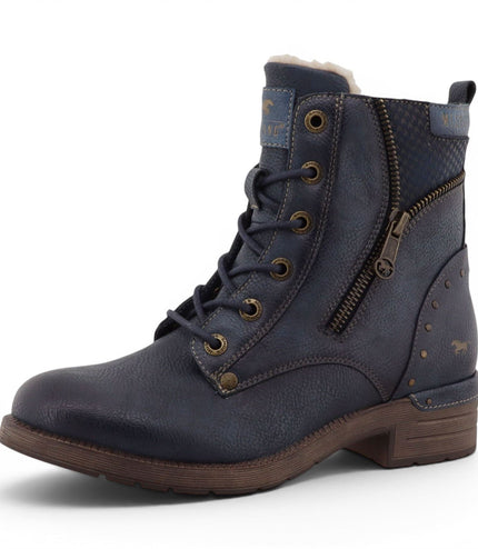 Mustang Women's Navy Warm Winter Lace-Up Ankle Boots - M0072014