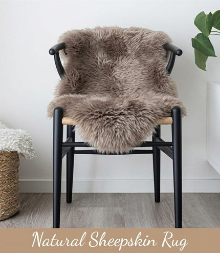 Genuine Taupe Sheepskin Natural Silky Soft Fluffy Real Wool Rug