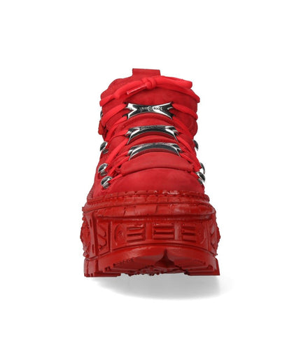 New Rock M-106Wall-C13 Metallic Red Leather Gothic Ankle Boots