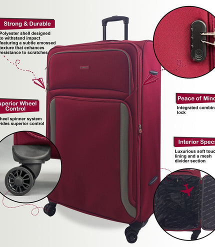 Arundel Extra Large Soft Shell Suitcase in Burgundy