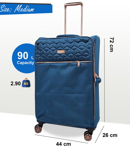 Bexley Medium Soft Shell Suitcase in Teal