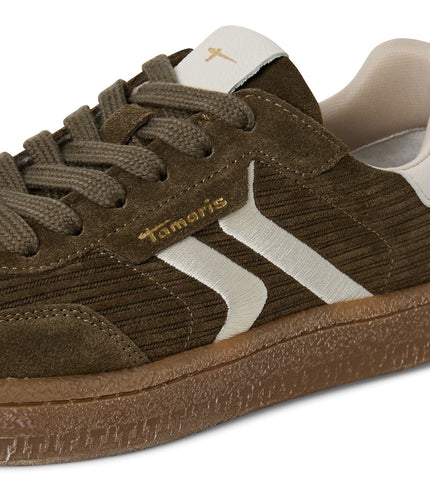 Tamaris Womens Olive Green Suede Leather Fashion Lace Up Sneakers