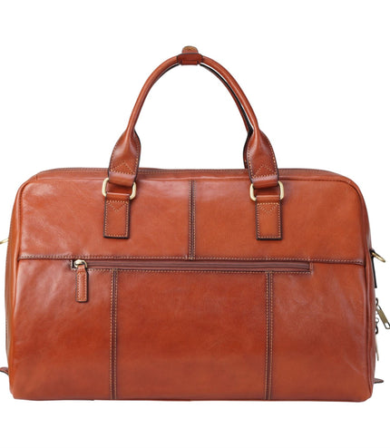 Vintage Genuine Leather Tan Holdall Duffle Gym Travel Bag - Atlas