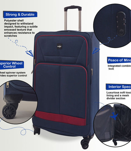 Andover Medium Soft Shell Suitcase in Navy