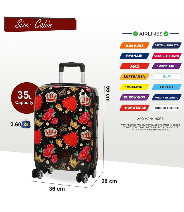 Ballina Cabin Hard Shell Suitcase in Black Queen Rosses