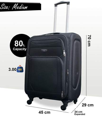Nagoya Medium Soft Shell Suitcase in Black