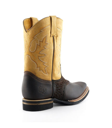 Grinders Tan Leather Cowboy Chelsea Boots - Frontier