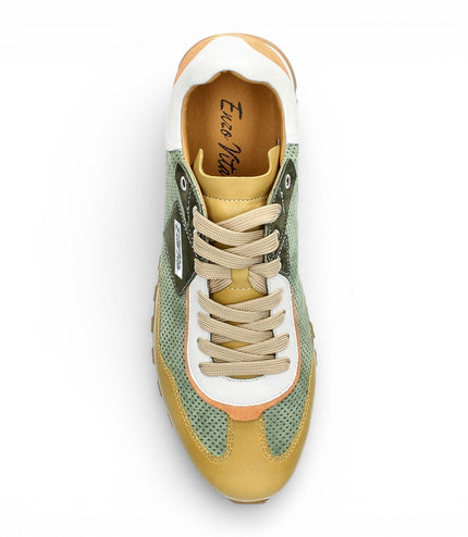 Lorenzo Conti Men's Aglae 02 Green Beige Leather Trainers Sneaker Shoes