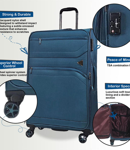 Corby Medium Soft Shell Suitcase in Teal