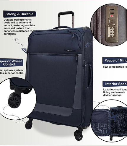 Bourne Cabin Soft Shell Suitcase in Navy