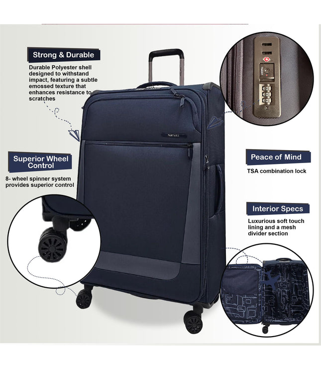 Bourne Cabin Soft Shell Suitcase in Navy