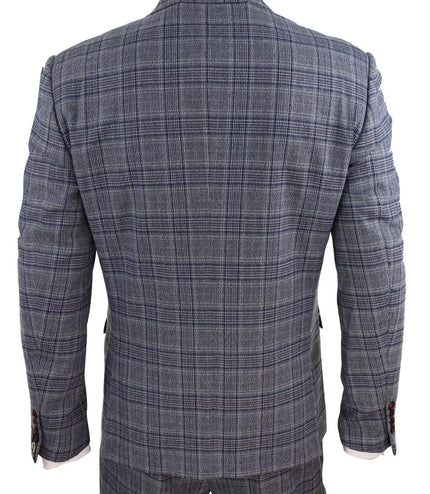 Mens 3 Piece Grey Herringbone Tweed Check Suit