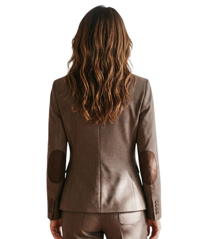 Women's Brown Three Piece Check Tailored Tweed Suit - TPW50