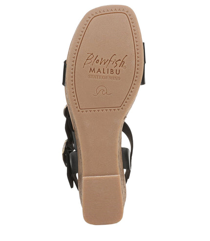 Blowfish Malibu Womens Black Wedge Strappy Espadrille Heel Sandals - Ali