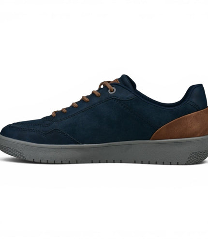 Bugatti Men's Navy Blue Leather Fashion Comfort Trainer Shoes - Llopart