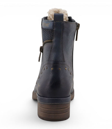 Mustang Women's Navy Warm Winter Lace-Up Ankle Boots - M0072014