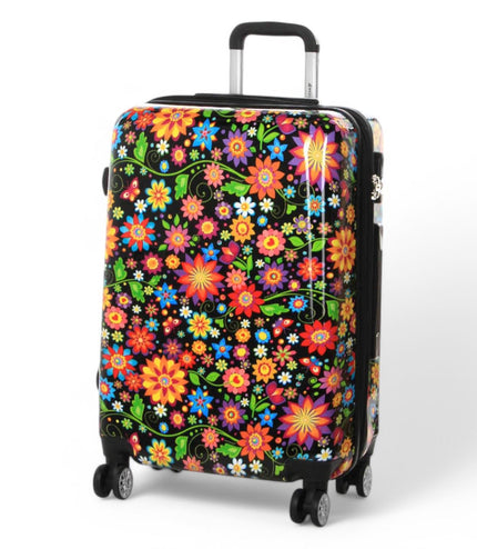 Ballina Medium Hard Shell Suitcase in Black Flower