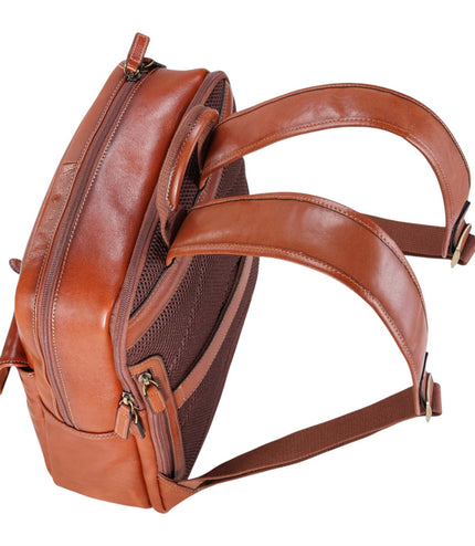 Genuine Leather Tan Vintage Laptop Backpack Travel Bag - Cove