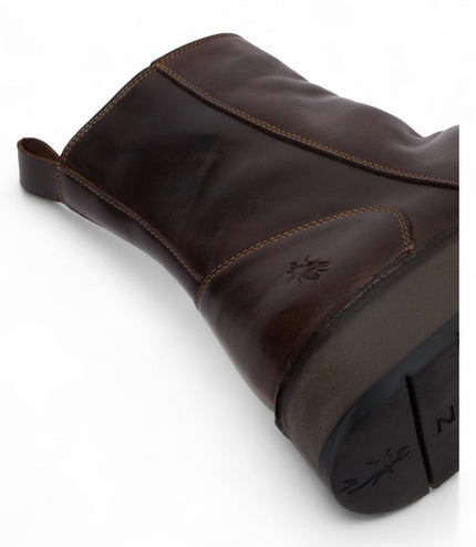 Fly London Womens Dark Brown Reno053Fly Leather Zip Up Platform Comfort Ankle Boots