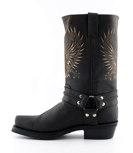 Grinders Mens Brown Leather Cowboy Boots - Bald Eagle