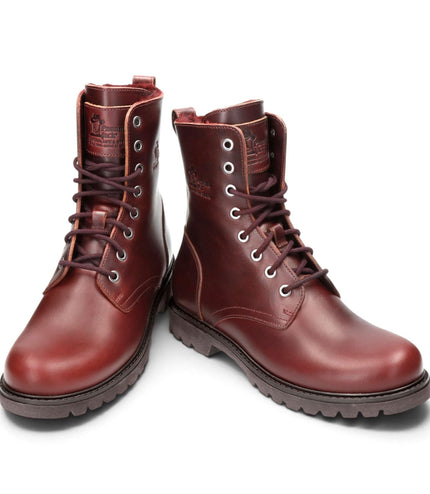 Panama Jack Women's Burgundy Waterproof Leather Warm Lace-Up Boots - Frisia-B45