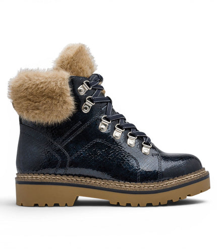 Tamaris Women’s Blue Faux Leather Warm Winter Ankle Boots - 26264-43