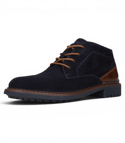 Bugatti Mens Navy Blue Suede Leather Lace-up Desert Ankle Boots - Lota