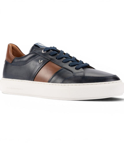 Martinelli Men's Blue Leather Sneakers Trainer Shoes - Hastings