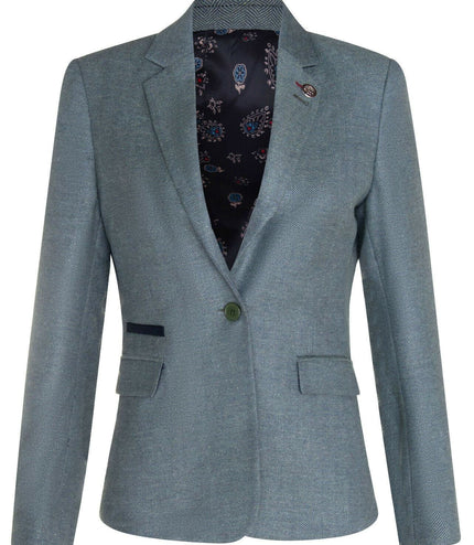 Womens Tweed Herringbone Green Wool 1920s Blazer