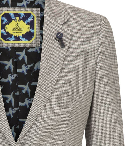 Women's Beige Tweed Tailored Fit Wool Blend Blazer