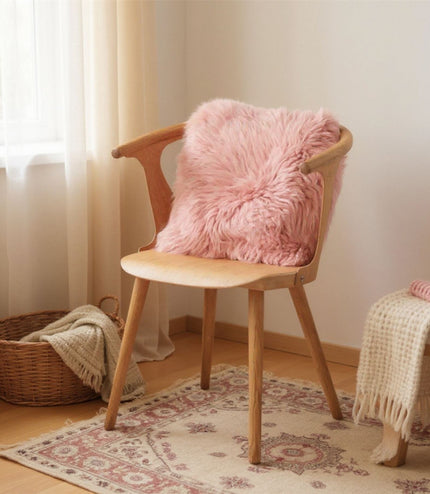 Genuine Sheepskin Pink  40x40cm Real Wool Single Sided Cushion