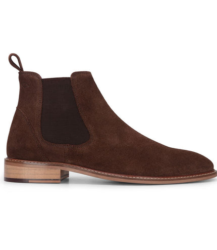London Brogues Men's Brown Suede Leather Slip-On Chelsea Ankle Boots