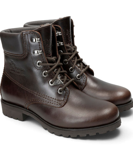 Panama Jack Women's Brown Leather Warm Lace-Up Boots - PJ-03-IGLOO-B62