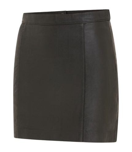 Women's Black Leather Biker Pencil Short Mini Skirt - Harper