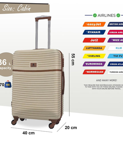 Caistor Cabin Hard Shell Suitcase in Cream