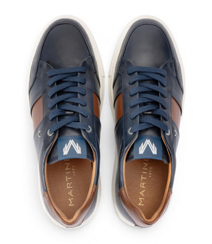 Martinelli Men's Blue Leather Sneakers Trainer Shoes - Hastings