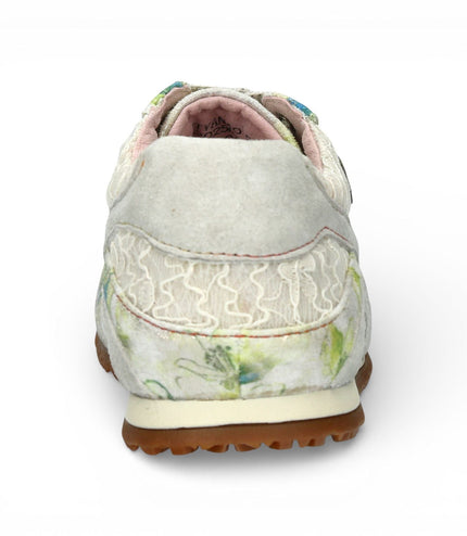 Laura Vita Women's Tivanao-05 Beige Floral Leather Trainers Sneaker Shoes