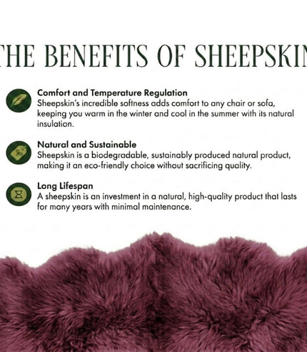 Genuine Burgundy Sheepskin Natural Silky Soft Fluffy Real Wool Rug