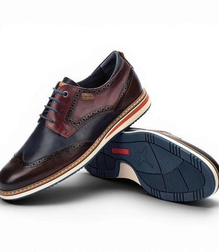 Pikolinos Men’s Brown Burgundy Leather Brogue Lace-Up Oxford Shoes - Avila